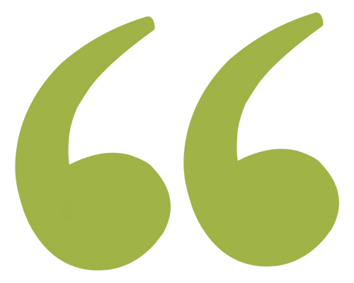 Green quotation marks.